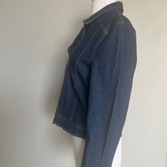 NWT BB Dakota Moto Style Jean Denim Zip Casual Biker Dark Blue Jacket Medium - Picture 5 of 10